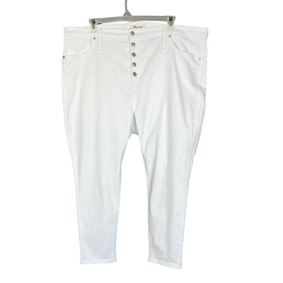 Madewell White Curvy High-Rise Skinny Crop Button-Front Jeans Women's 37P - Picture 4 of 15